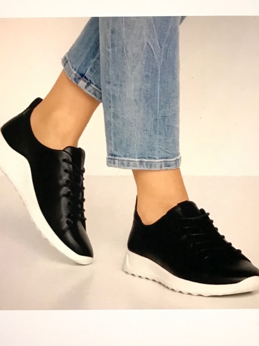ECCO Flexure Runner Leather Shoes Sneakers Black Women’s Size 10 EU 41